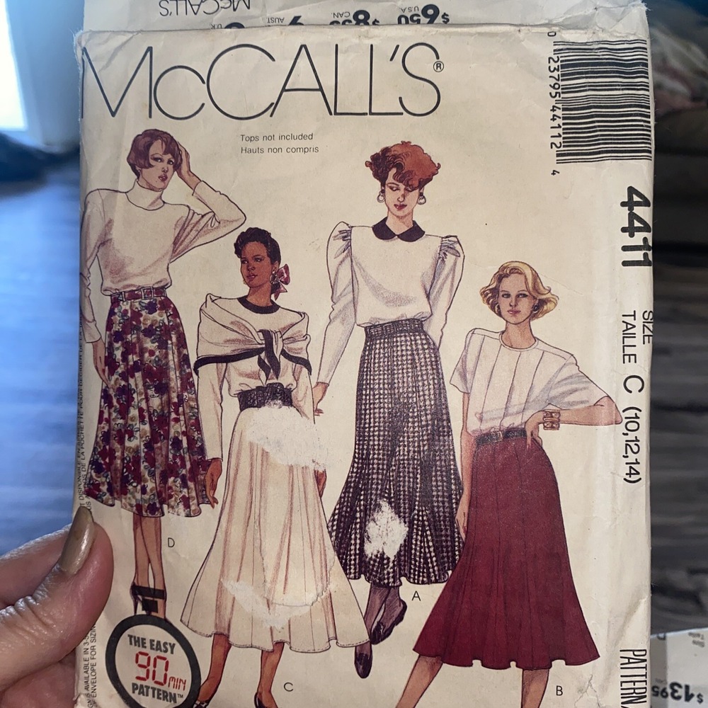 Vintage 1989 McCalls 4411 Skirts Sewing Pattern Size 10-12-14 Cut Complete